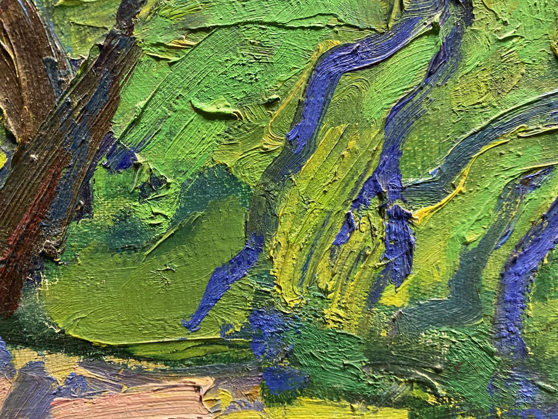 Oil painting Spring day by Glushchenko Nikolai Petrovich, textured green blue impasto