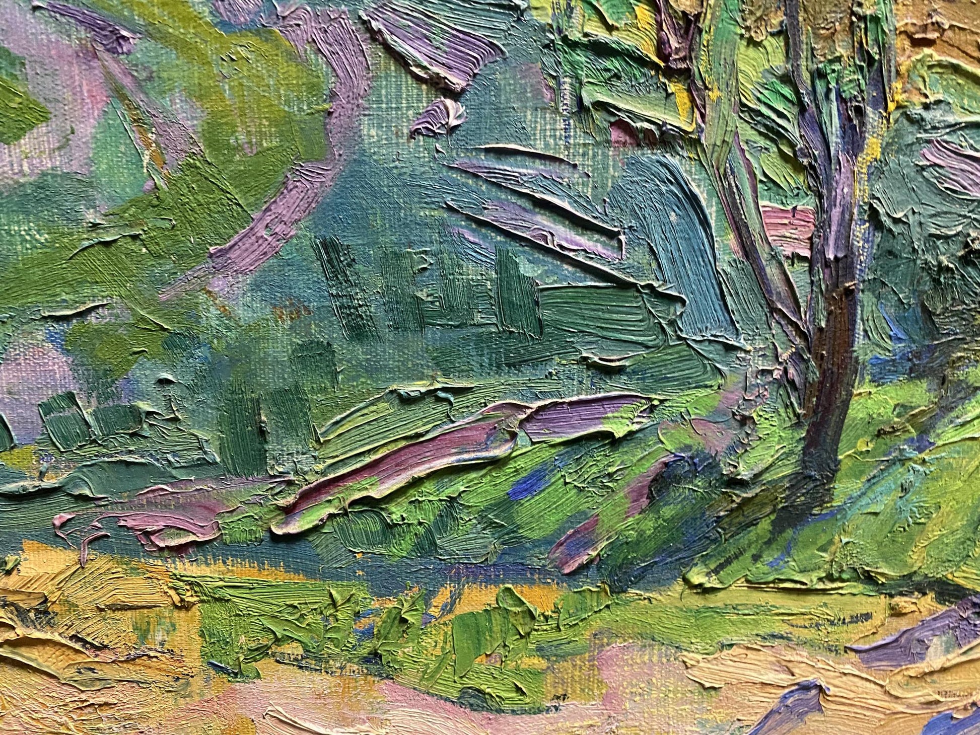 Oil painting Spring Day by Glushchenko Nikolai Petrovich, impasto tree landscape