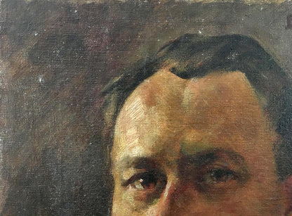 Oil painting portrait of soldier Vladimir Aleksandrovich Kuznetsov with textured hair