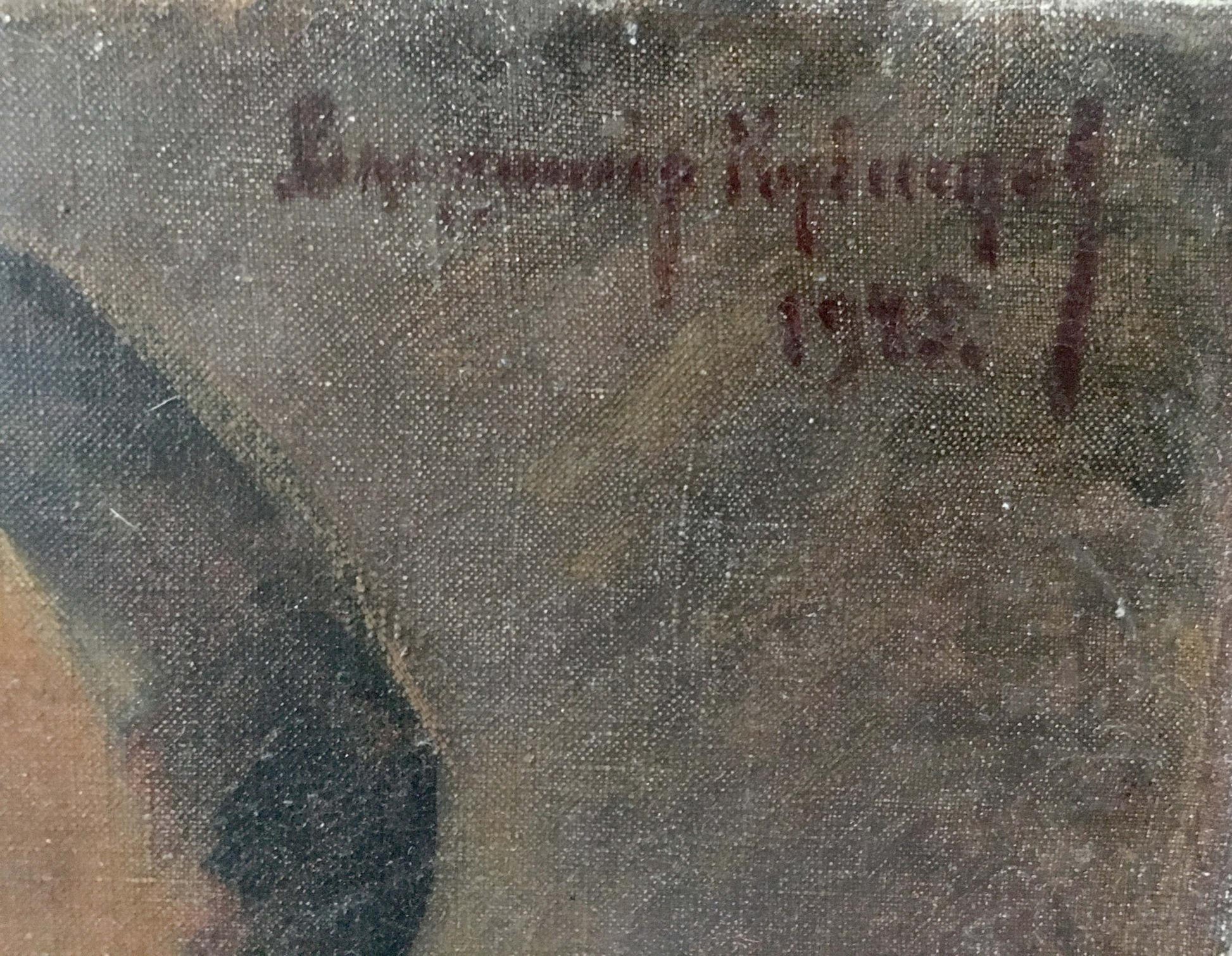 Artist b signature on back of Vladimir Aleksandrovich Kuznetsov soldier oil painting portrait