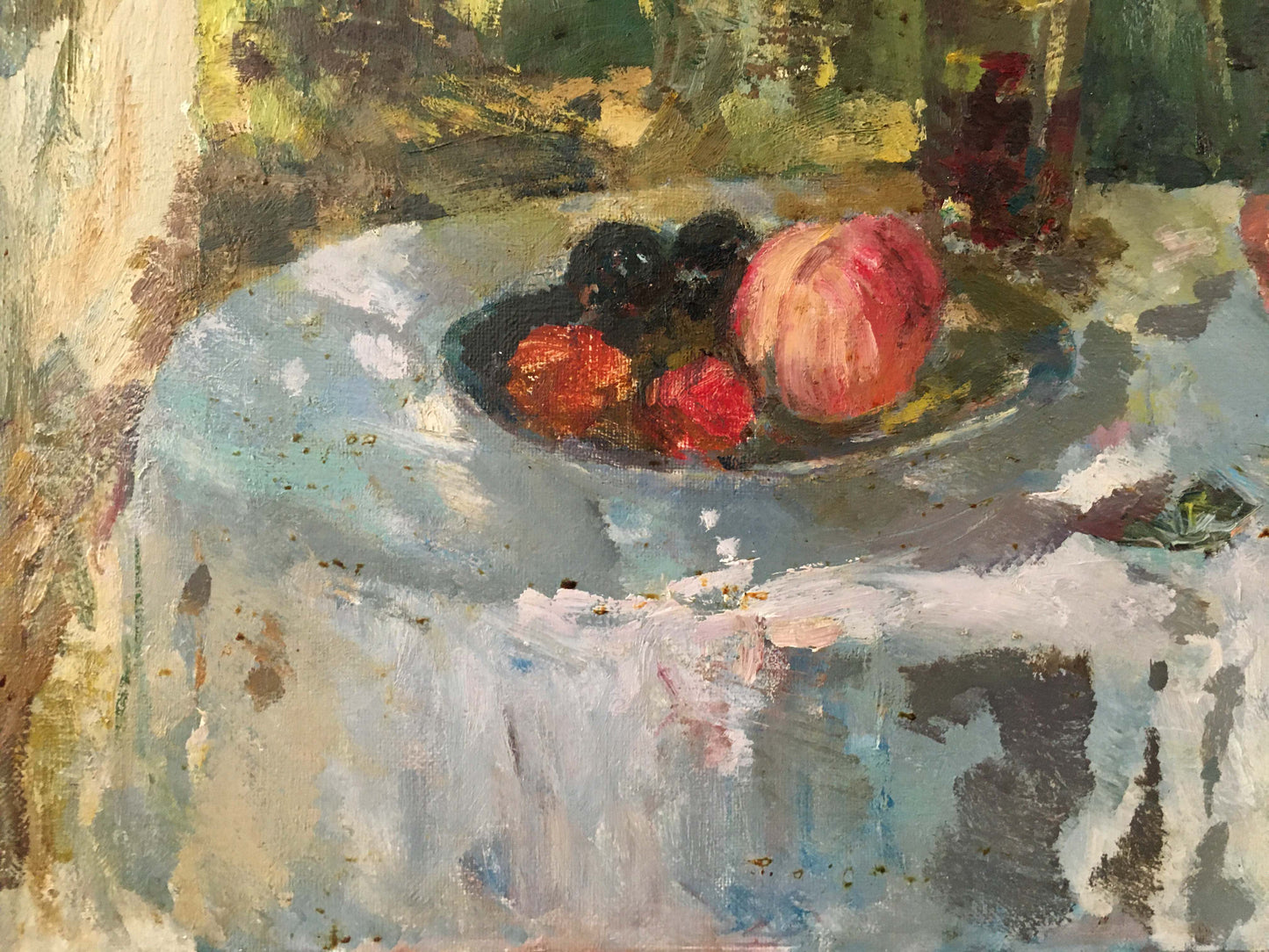 Oil painting In the Country by Marmanov Petr Stepanovich with fruit bowl