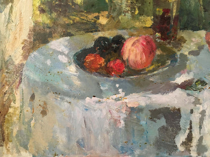 Oil painting In the Country by Marmanov Petr Stepanovich with fruit bowl