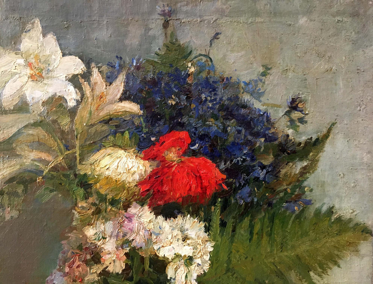 Vibrant oil painting of lush flower bouquet by Bezugly Daniil Ivanovich