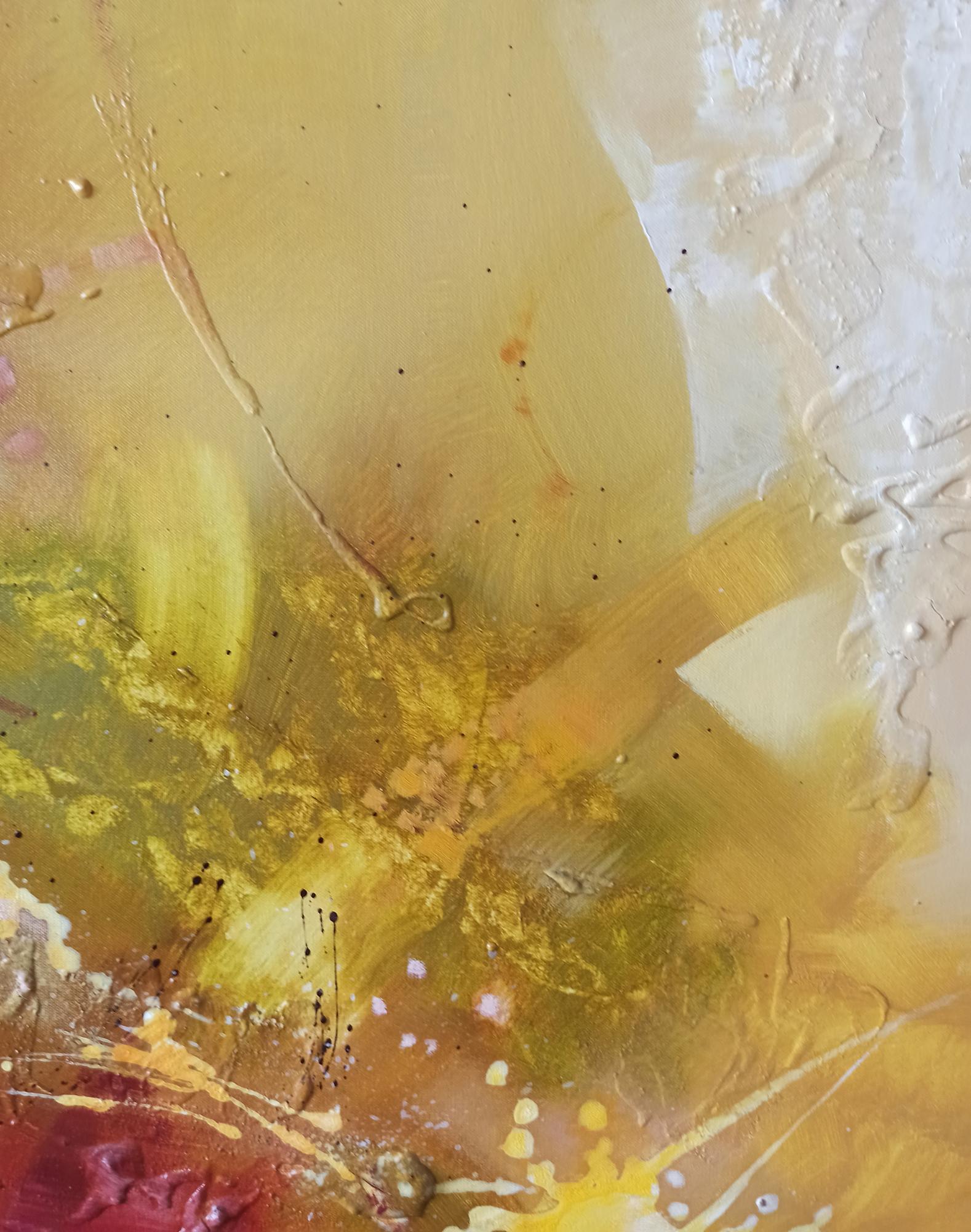 Abstract oil painting Awakening by Anatoly Tarabanov in golden ochre tones