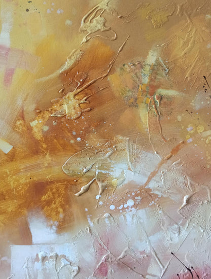 Abstract oil painting Awakening by Anatoly Tarabanov in gold amber tones