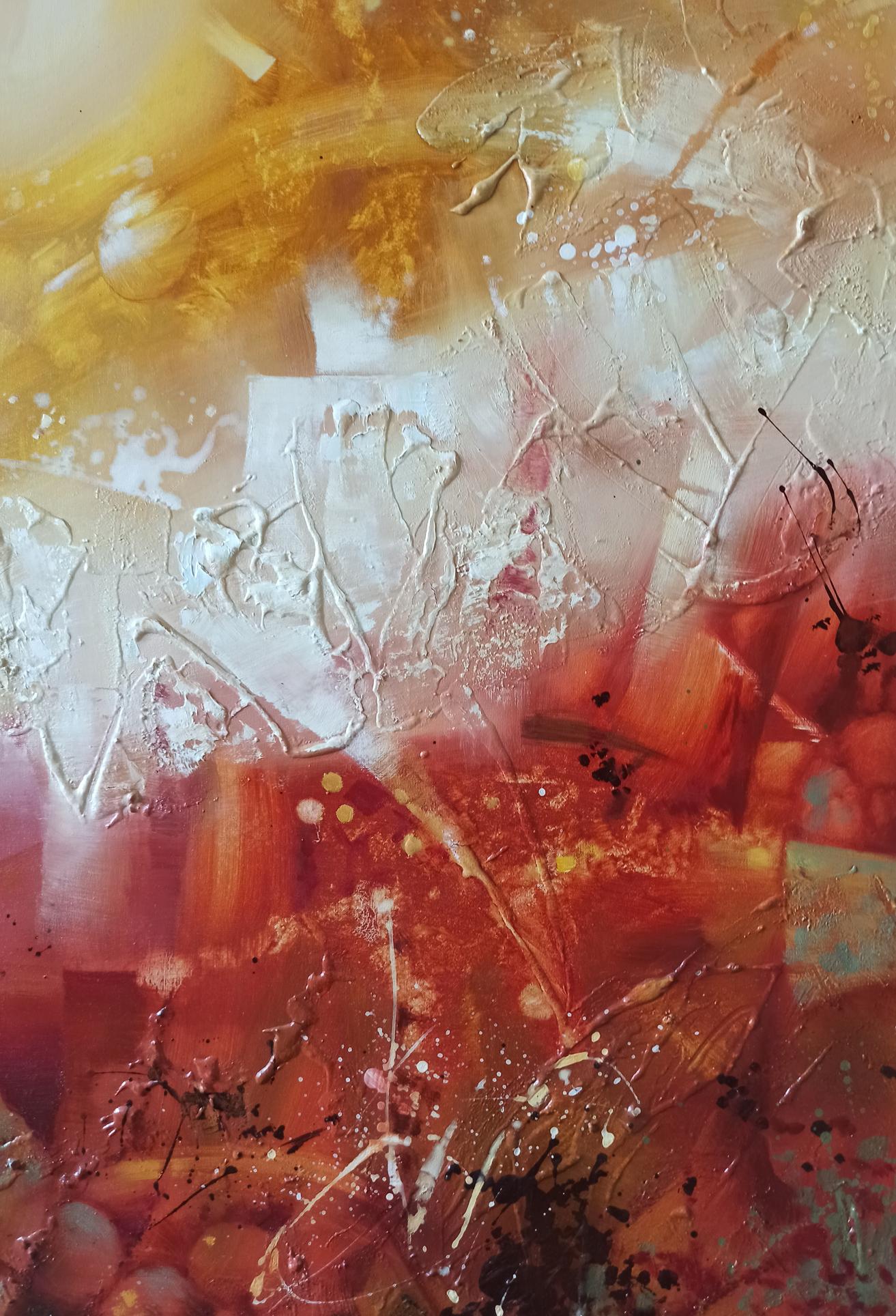 Abstract oil painting Awakening by Anatoly Tarabanov, warm textured hues