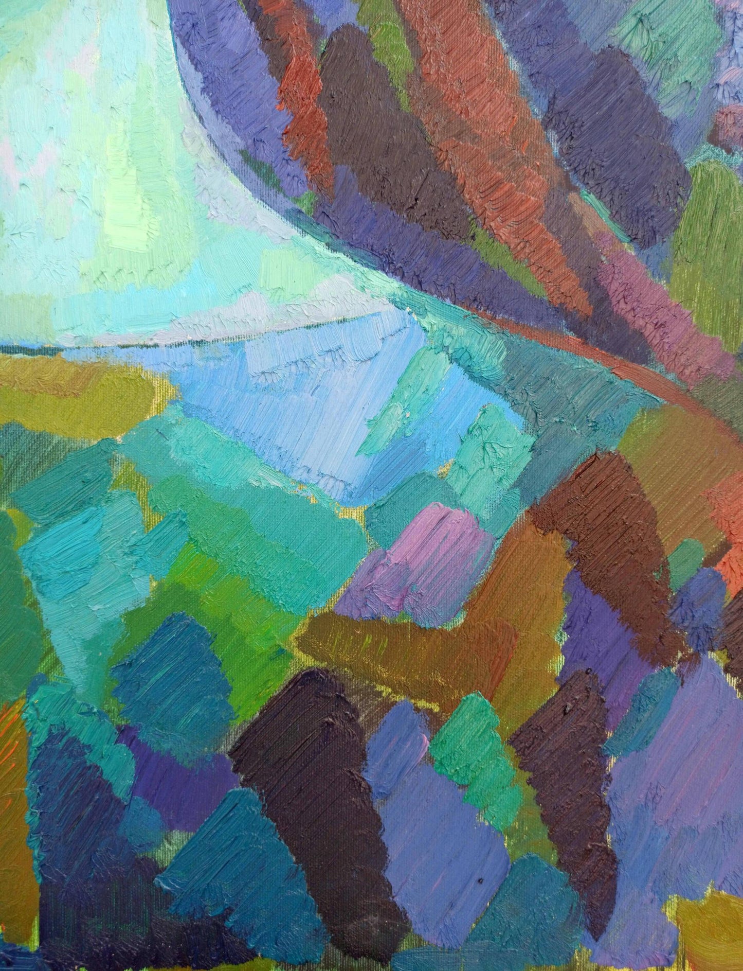 Vibrant abstract oil painting Moonbeams Embrace by Peter Dobrev