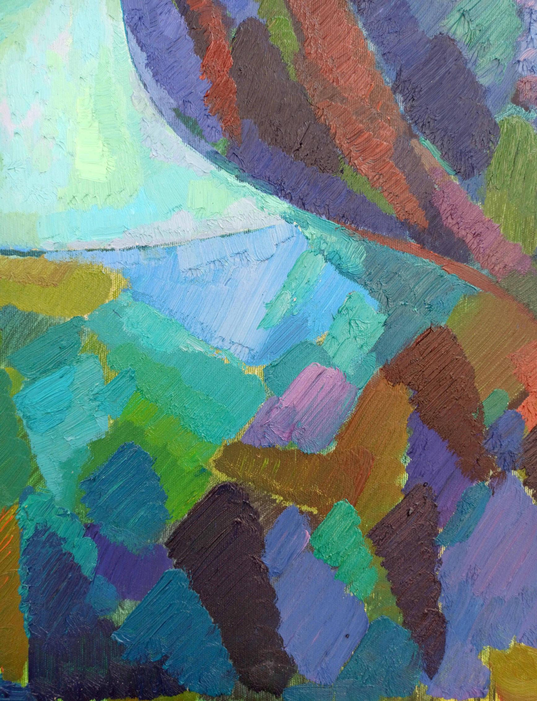 Vibrant abstract oil painting Moonbeams Embrace by Peter Dobrev