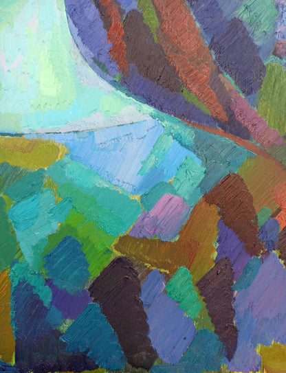 Vibrant abstract oil painting Moonbeams Embrace by Peter Dobrev
