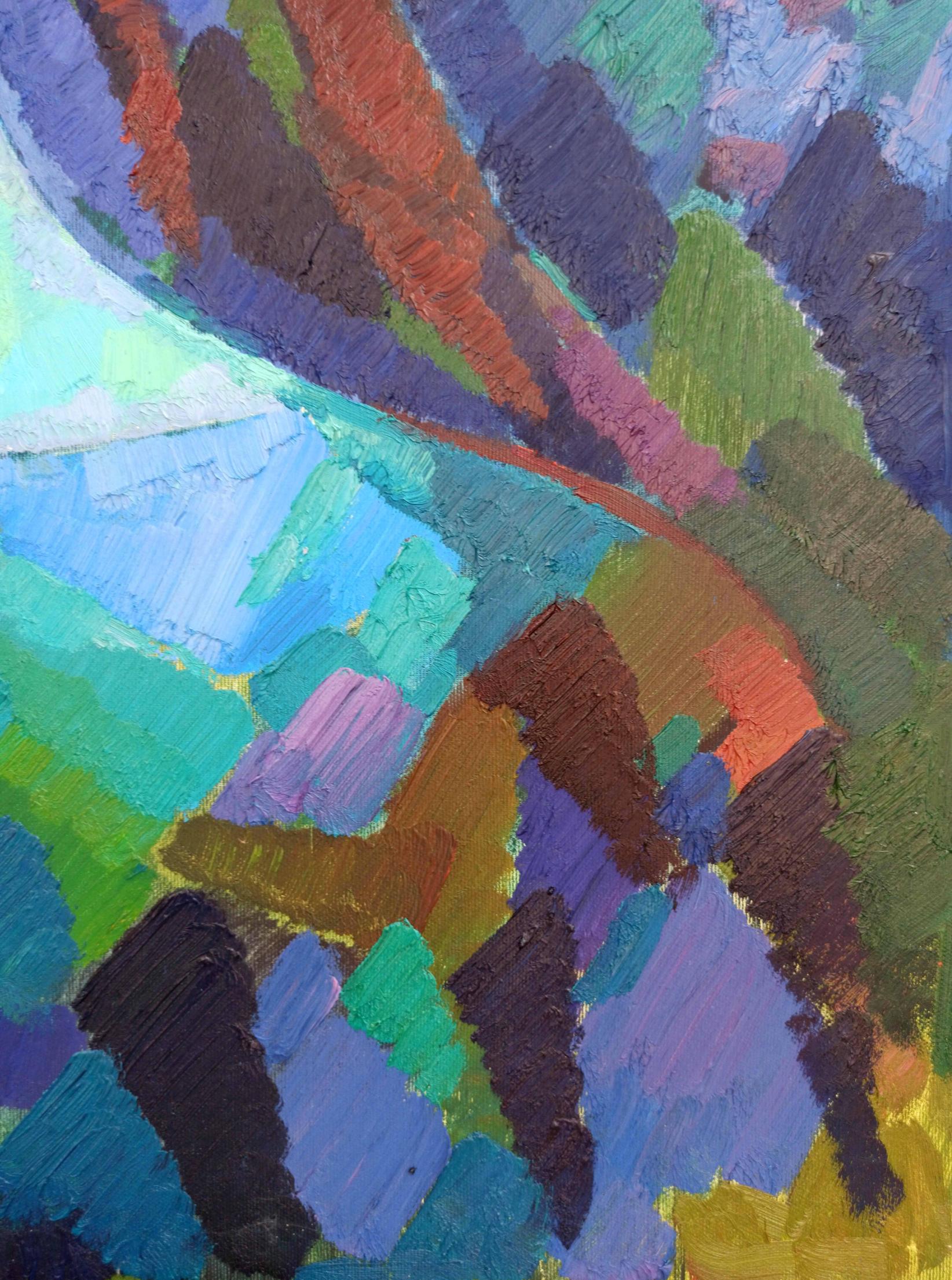 Vibrant abstract oil painting Moonbeams Embrace by Peter Dobrev