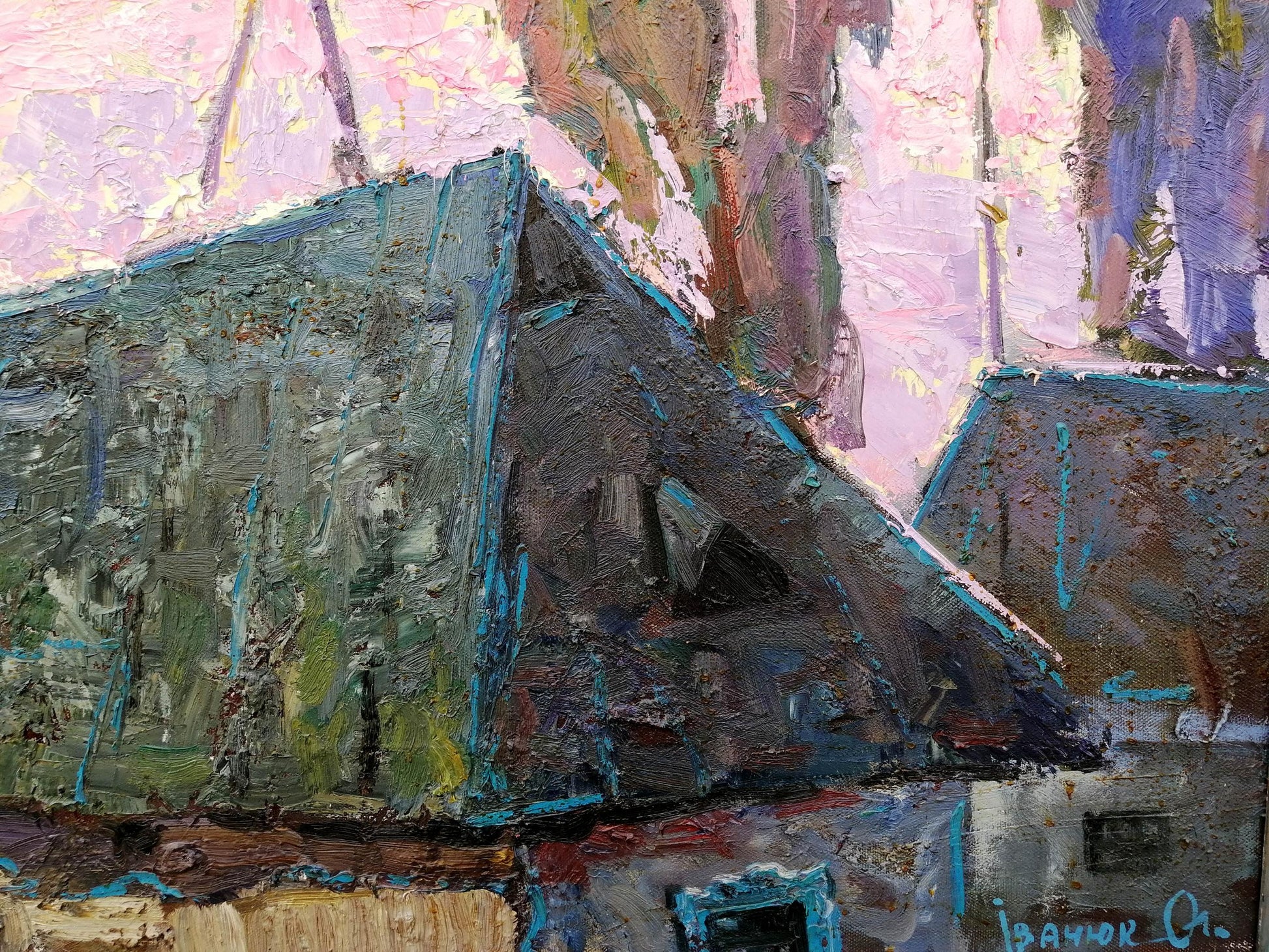 Oil Painting Nature Landscape Village landscape Art