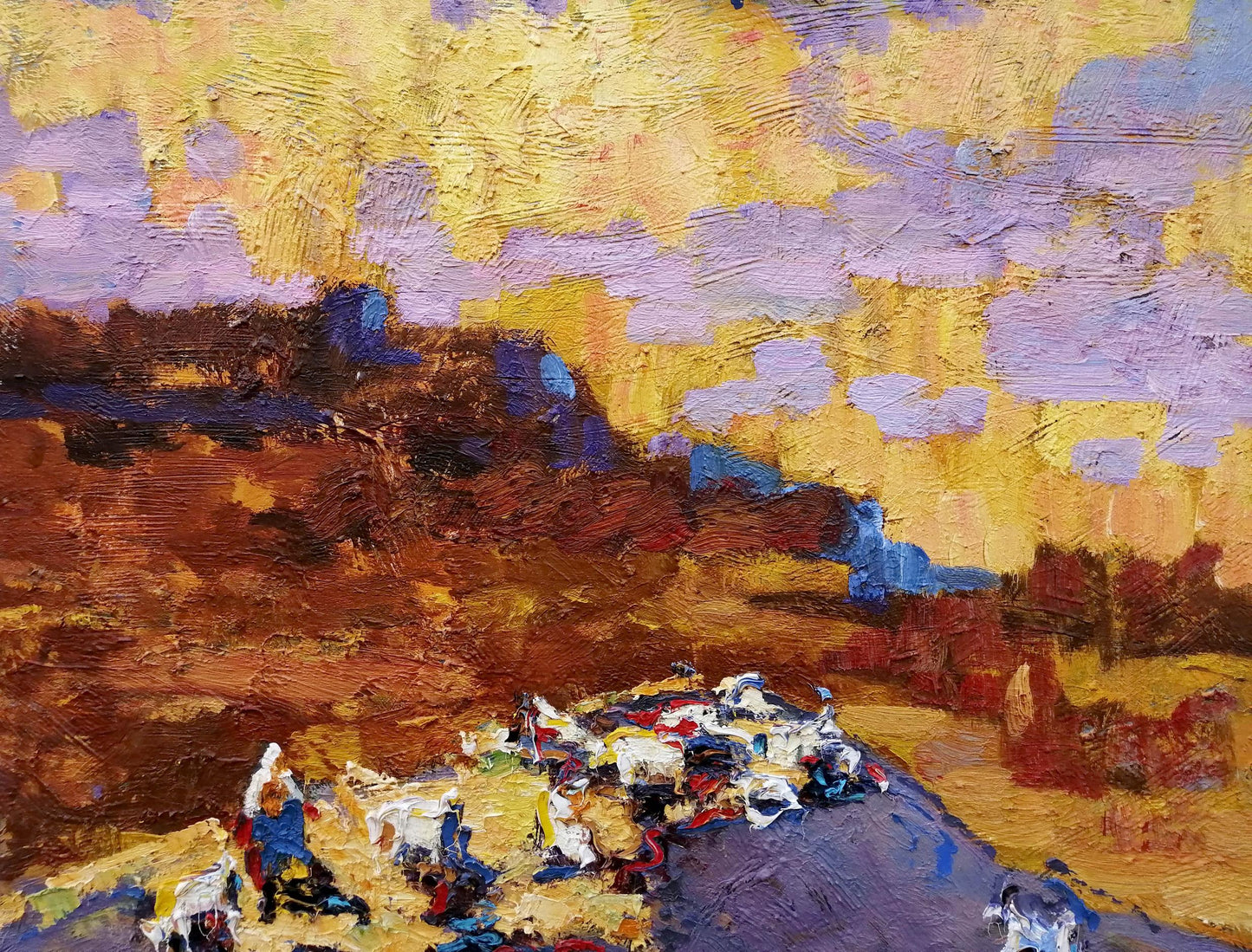 Oil Painting Nature Landscape Village landscape Art