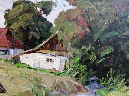 Oil Painting Nature Landscape Village