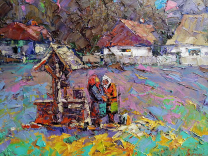 Oil painting At the well 