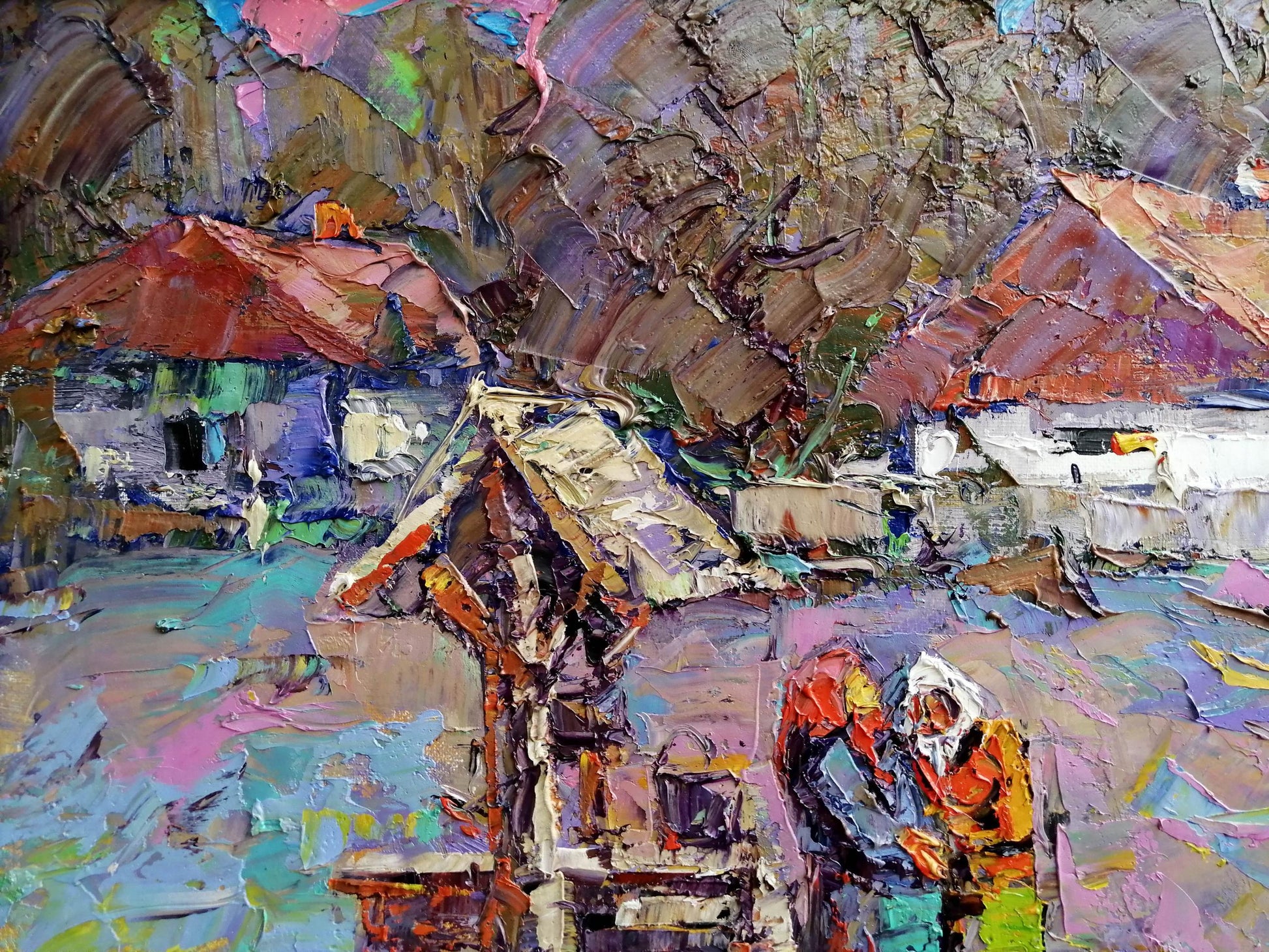 Oil Painting Nature Landscape Village landscape Art