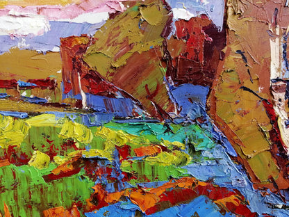 Oil Painting Nature Landscape Village landscape Art