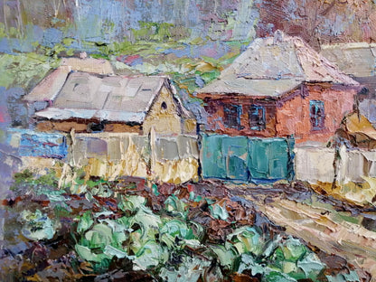 Oil Painting Nature Landscape Village landscape Art Autumn 