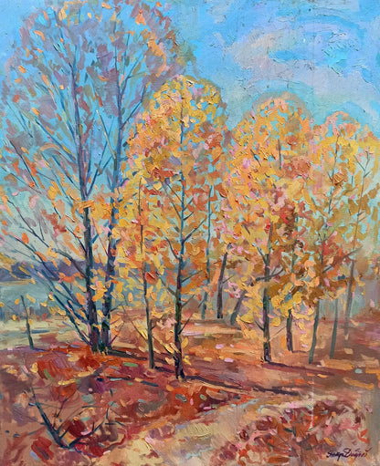 Oil painting Autumn sunny day Peter Dobrev