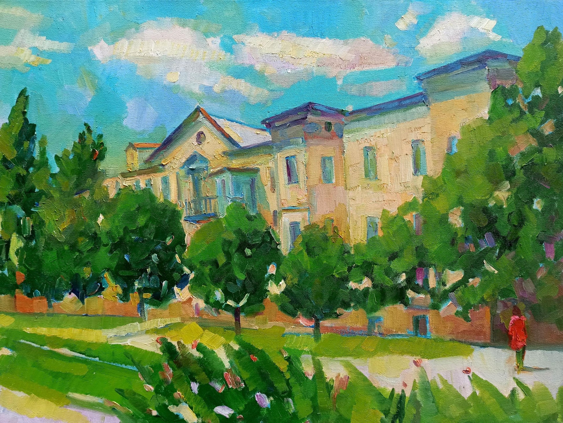 Oil painting City boulevard Peter Dobrev