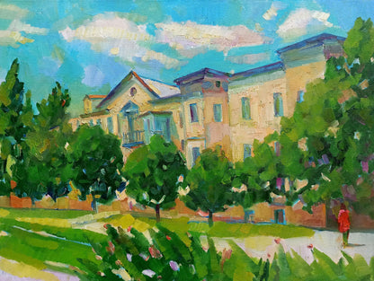 Oil painting City boulevard Peter Dobrev