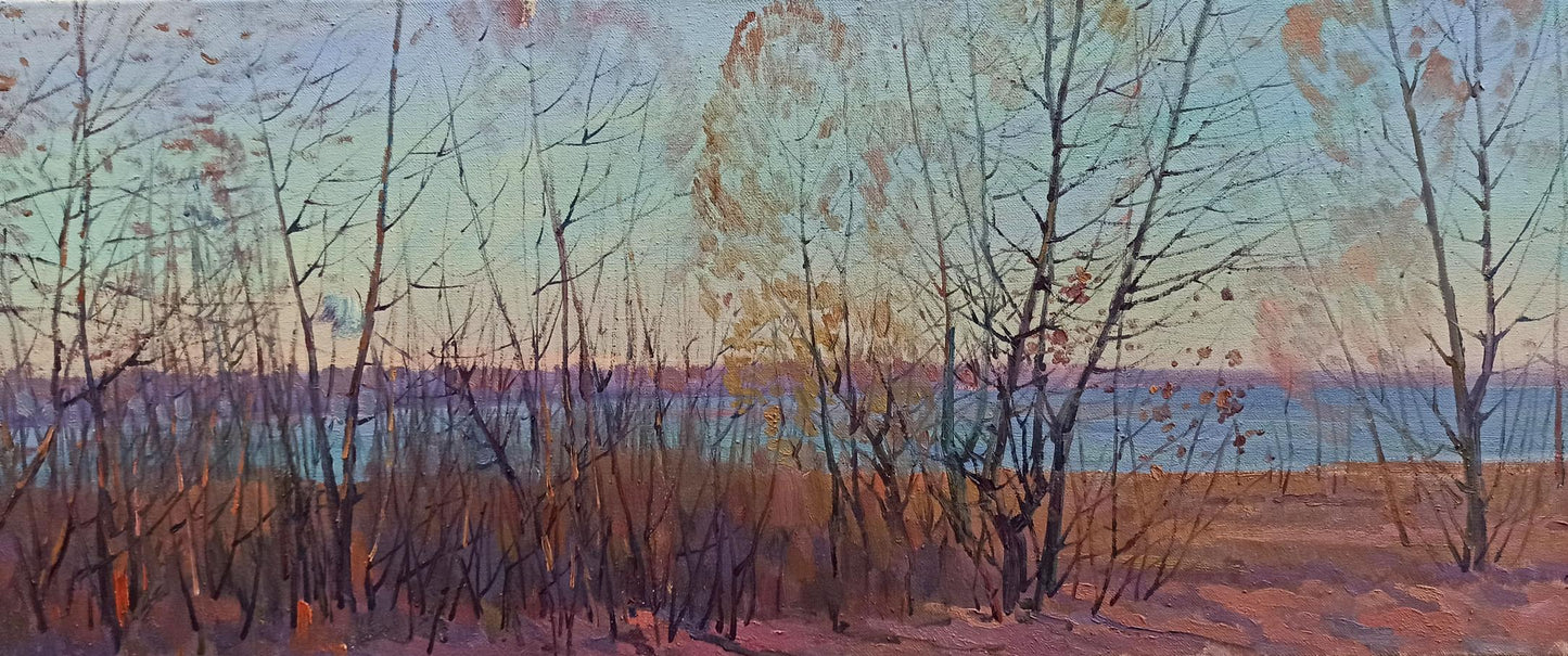 Oil painting Autumn thoughts about beauty Peter Dobrev