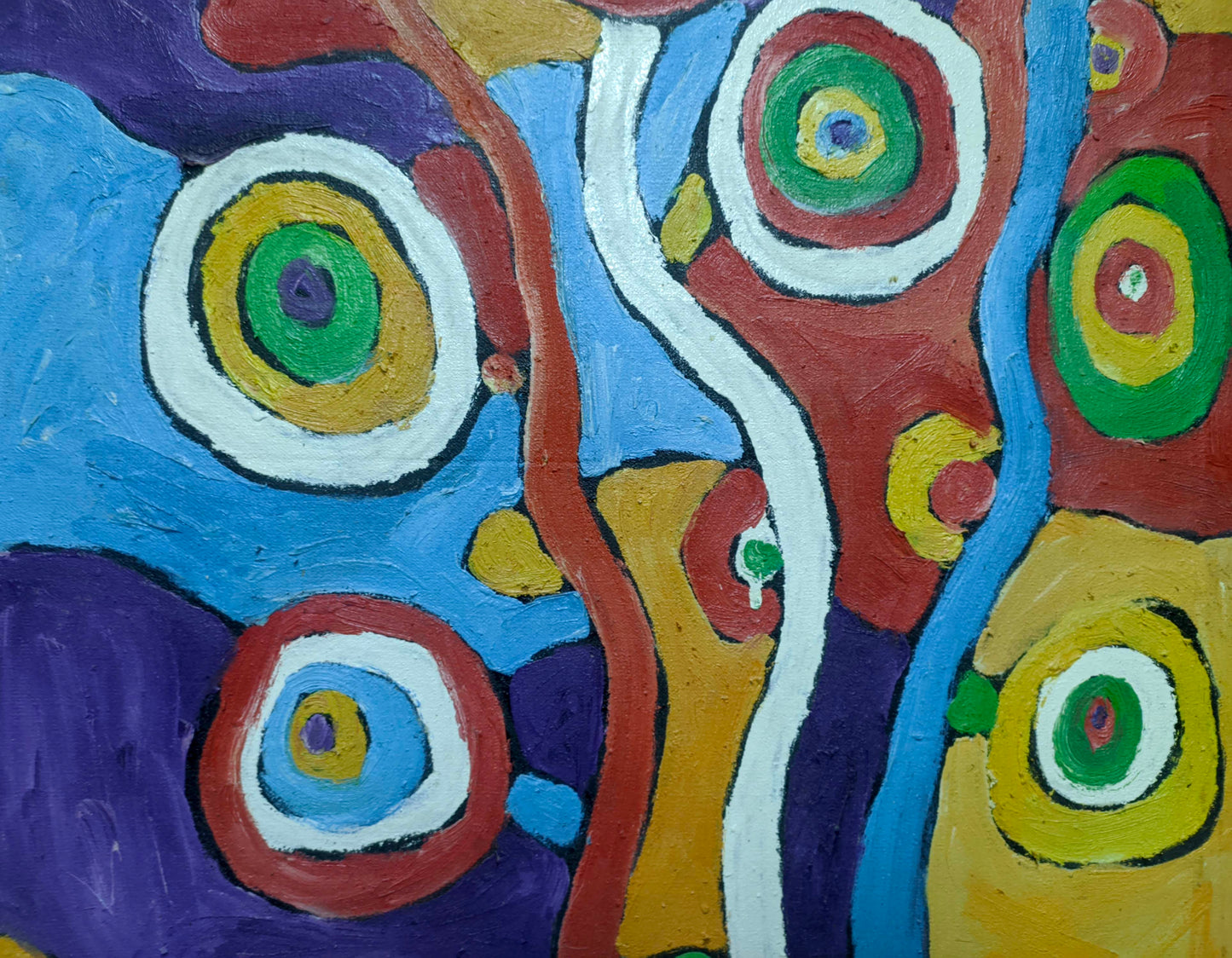 Vibrant abstract oil painting by Boyko Petr Borisovich with bold concentric circles