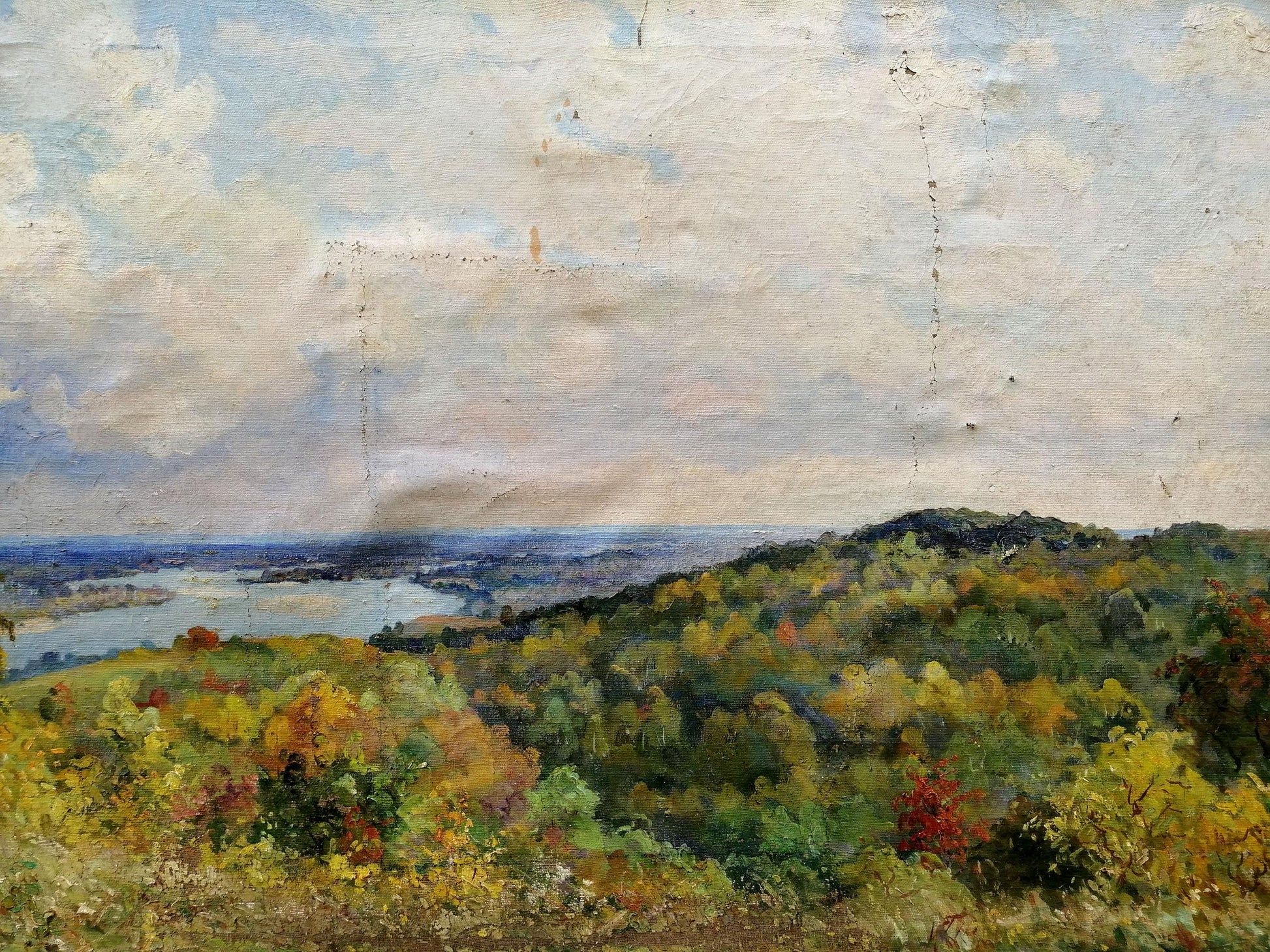 Oil painting On the Dnieper by Nepiypivo Vasily Ignatievich autumn hills