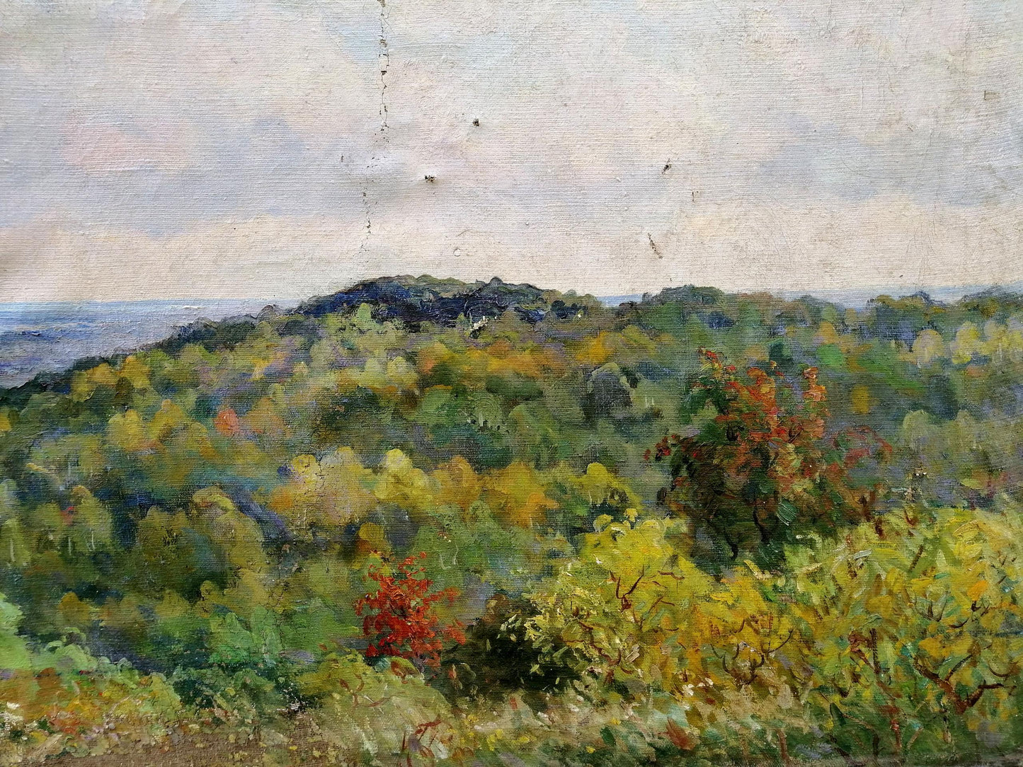 Impressionistic autumn hillside by Vasily Ignatievich Nepiypivo, Oil on Dnieper