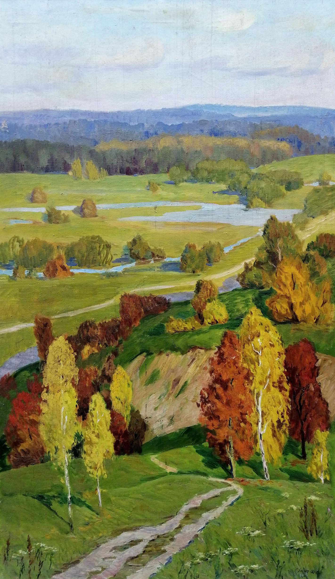 Autumn landscape oil painting by Khokhlov Stanislav Alekseevich