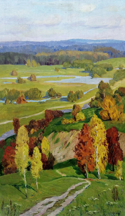 Autumn landscape oil painting by Khokhlov Stanislav Alekseevich