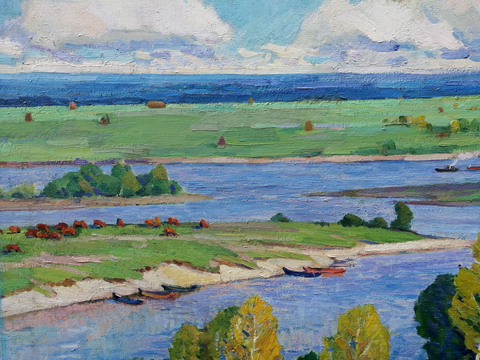 Vibrant impressionist oil painting Above the Desna by Elbert Victor Davydovich