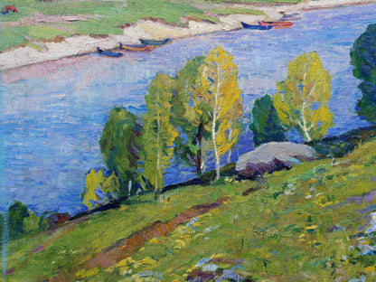 Vibrant impressionistic oil painting Above the Desna by Elbert Victor Davydovich