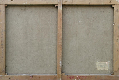 Back of Oil painting It is noon Gantman Moisey Faibovich canvas with gray panels