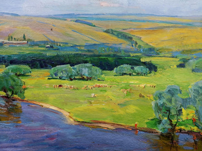 Vibrant impressionist oil painting Walk in the field by Grebennik Vitaly Sergeevich