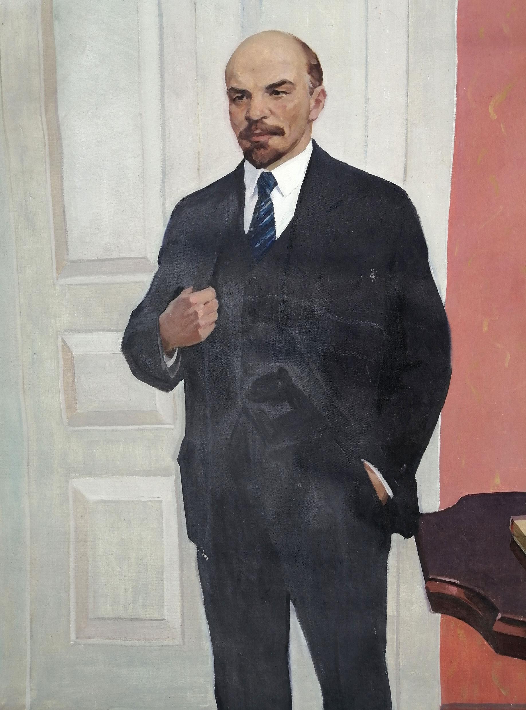 Social realism oil painting of full-length portrait of Vladimir Lenin