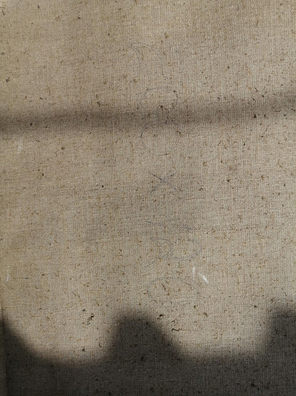 Beige linen canvas back with coarse textured weave for Lenin portrait painting