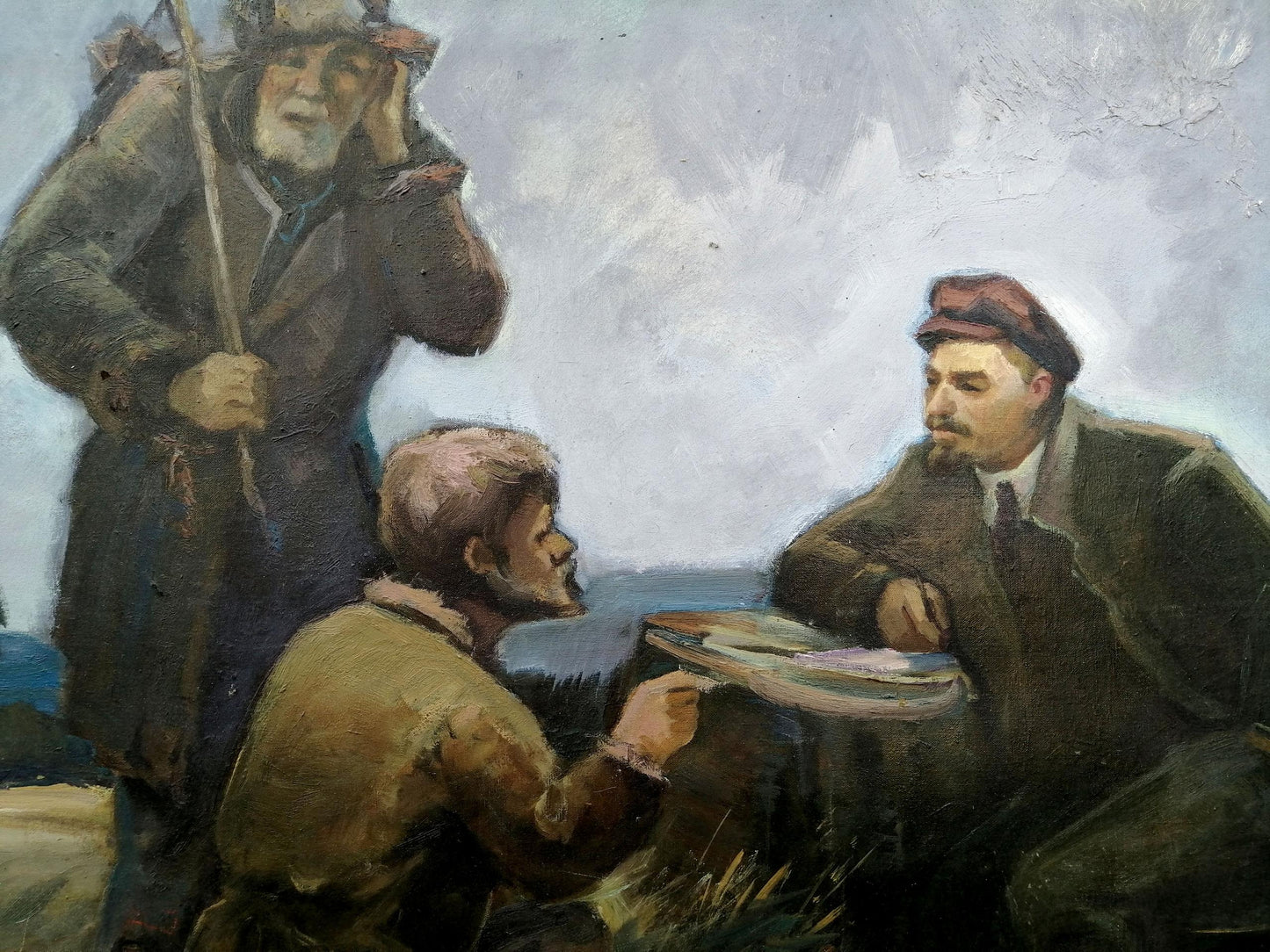 Social realism oil painting of Lenin with peasants by Zheleznyy Aleksey Sergeyev