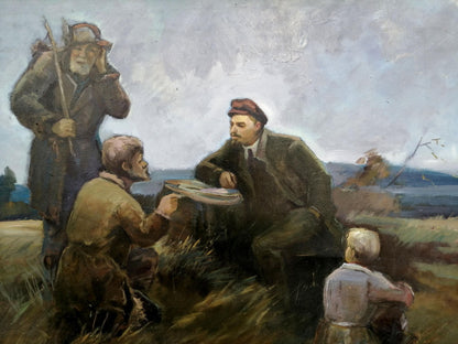 Oil painting of Lenin with peasants by Zheleznyy Aleksey Sergeyev