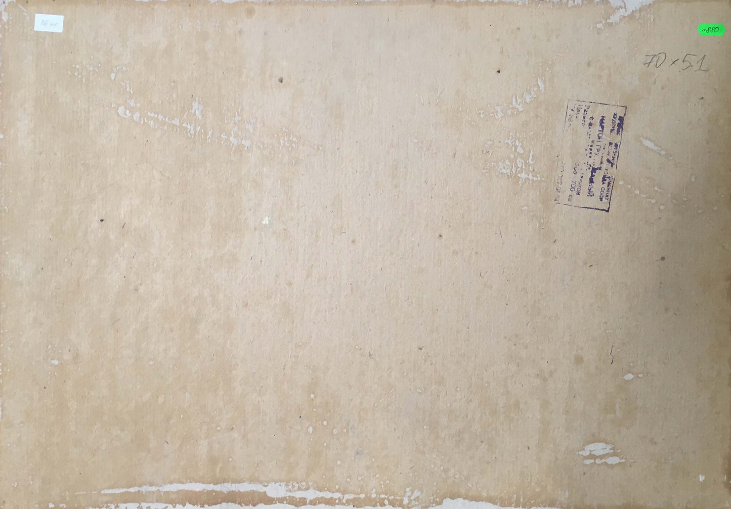 Back of beige textured canvas by Gantman Moisey Faibovich with faded labels