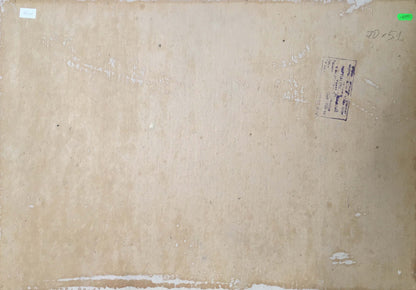 Back of beige textured canvas by Gantman Moisey Faibovich with faded labels