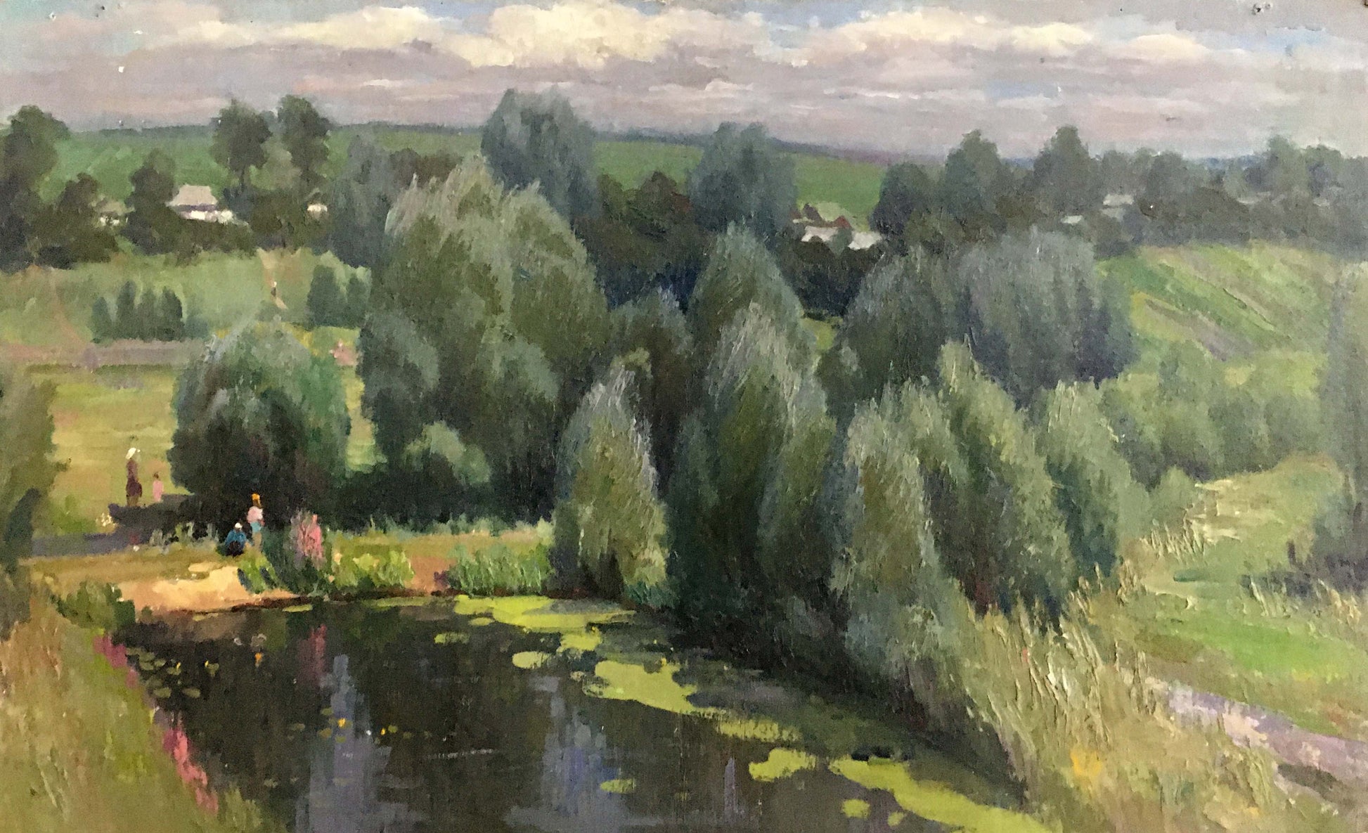 Serene oil painting of forest landscape by Sheludko Leonid Nikolaevich