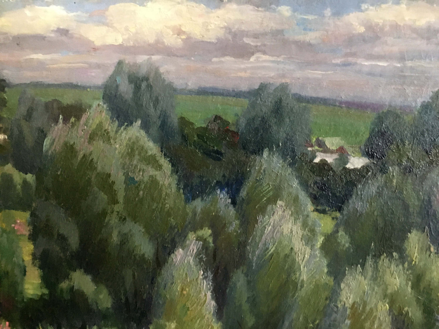 Oil painting of lush forest landscape by Sheludko Leonid Nikolaevich