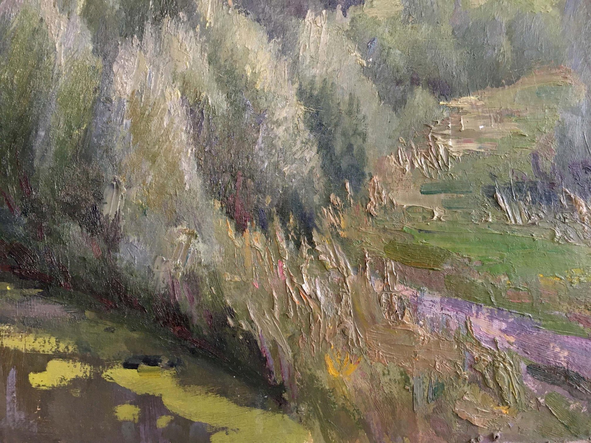 Oil painting of lush forest landscape by Sheludko Leonid Nikolaevich