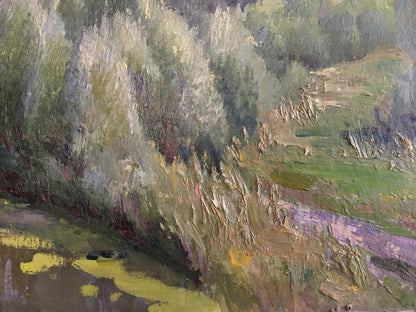 Oil painting of lush forest landscape by Sheludko Leonid Nikolaevich