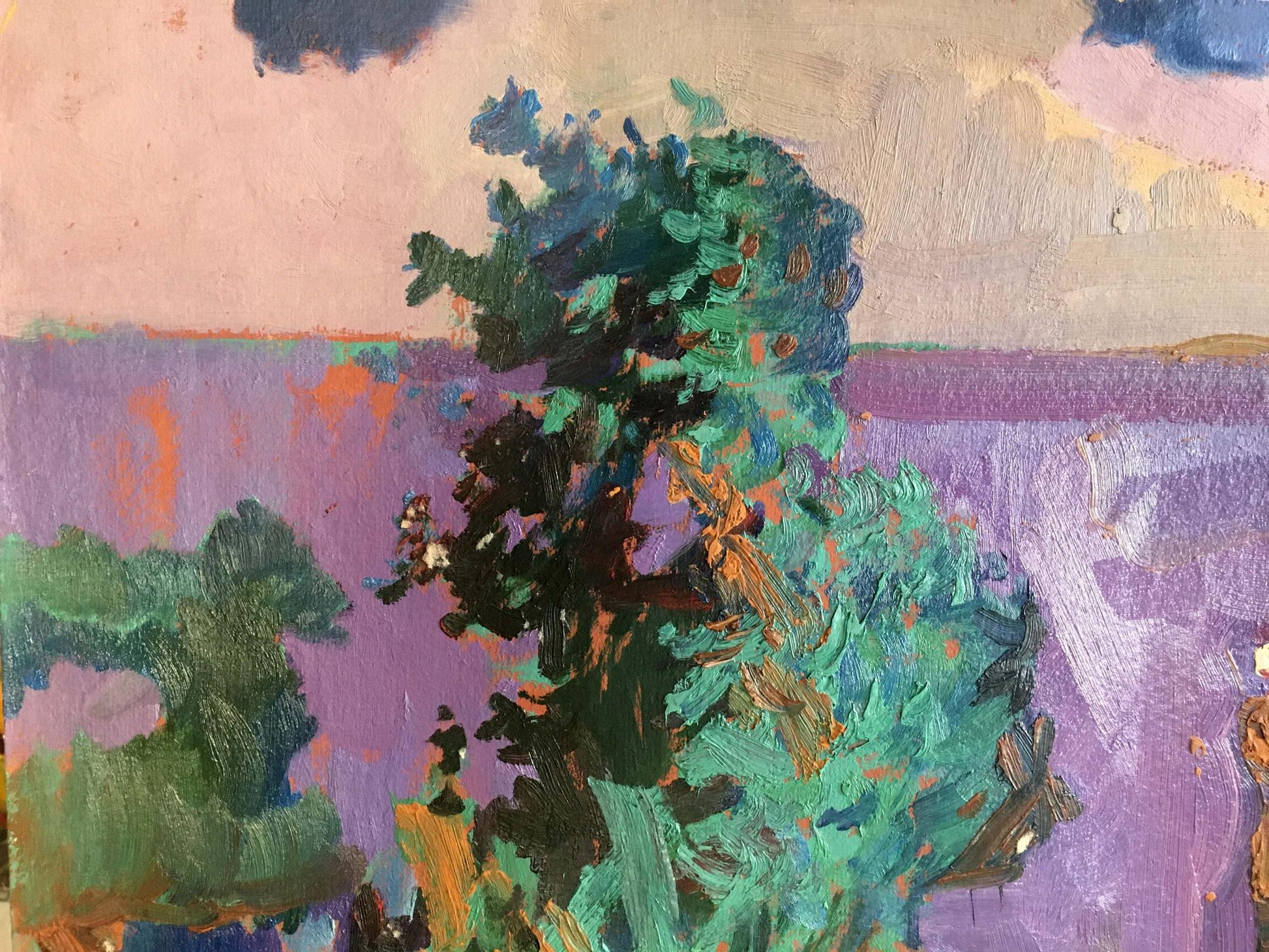Abstract Mirage oil painting by Kiyansky Yuri Ivanovich, vibrant tree foliage