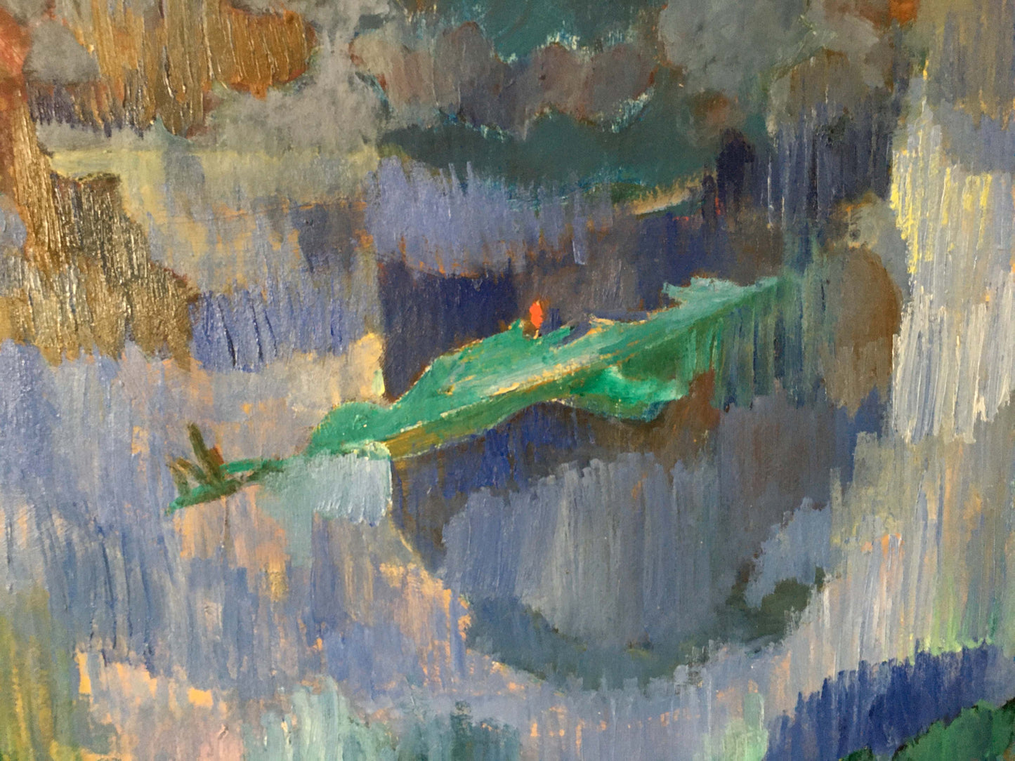 Vibrant green dragon in Kiyansky Yuri Ivanovich abstract oil painting