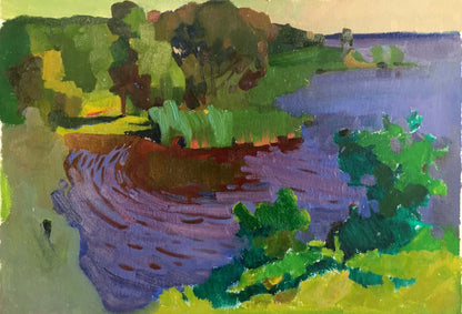Vibrant impressionist oil painting Morning by the lake by Kiyansky Yuri Ivanovich
