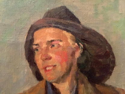 Dark wide-brimmed hat on man in Kostetsky Vladimir Nikolaevich portrait painting