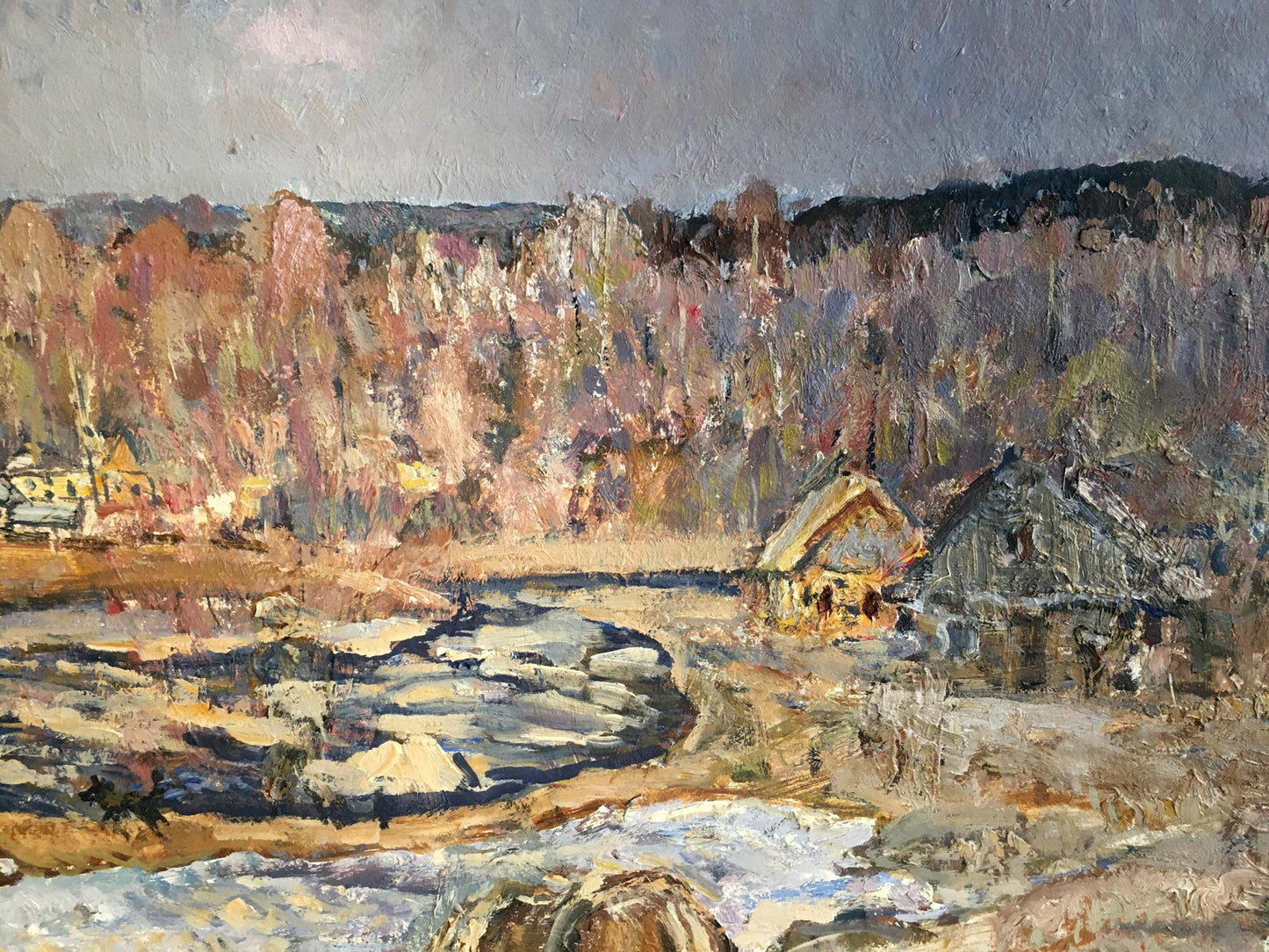 Impressionistic winter landscape oil painting by Zvyagintsev Rostislav Mikhailovich