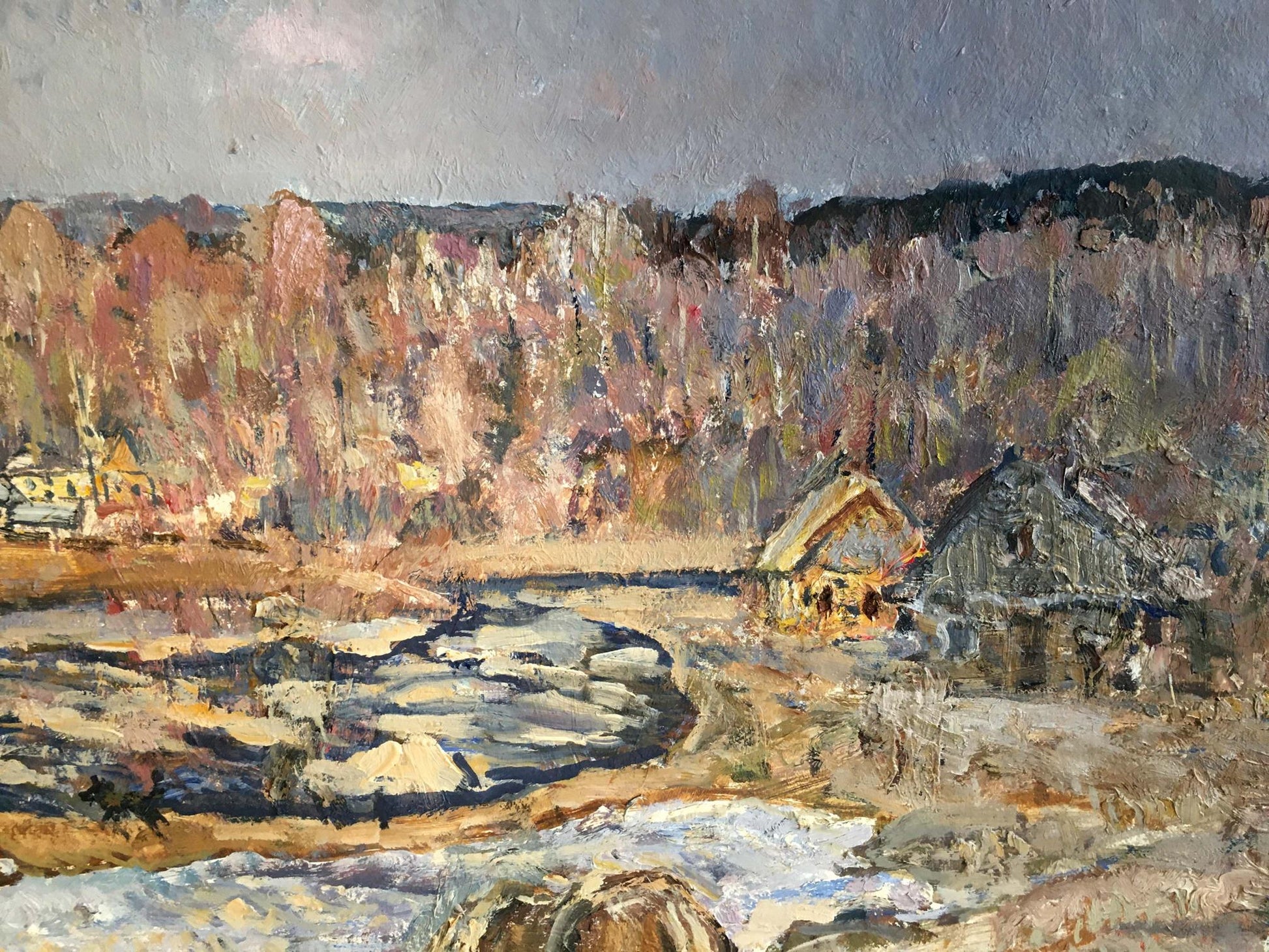 Impressionistic winter landscape oil painting by Zvyagintsev Rostislav Mikhailovich